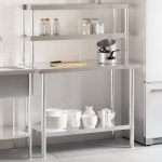 Vidaxl Kuchenny st&oacute;ł roboczy z p&oacute;łką, 110x55x150 cm, stal nierdzewna