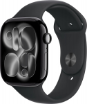 Apple Watch 11 GPS 46mm Sport Band S/M, jet black/black (MEUW4ET/A)