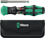 Wera Kraftform Kompakt 28 RA with pouch, bit set black/green, 6-piece, 1/4", with ratchet function and stainless steel bit holder