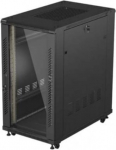 Lanberg 19" 22U 600x1000 black floor-standing rack cabinet with glass doors (flat pack)