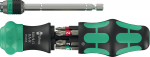 Wera Kraftform Kompakt 20 RA-R with pouch, bit set black/green, 6-piece, 1/4", with ratchet function and Rapidaptor quick-change chuck