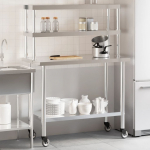 Vidaxl Kuchenny st&oacute;ł roboczy z p&oacute;łką, 110x55x150 cm, stal nierdzewna