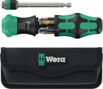 Wera Kraftform Kompakt 26 RA-R with pouch, bit set black/green, 6-piece, 1/4", with ratchet function and Rapidaptor quick-change chuck