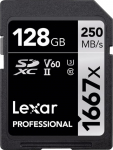 Lexar m&auml;lukaart SDXC 128GB Professional 1667x UHS-II U3 V60