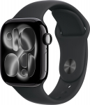 Apple Watch 11 GPS + Cellular 42mm Sport Band S/M, jet black/black (MF834ET/A)
