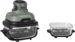 Ninja CRISPi 4-in-1 Portable Glass Air Fryer "Sage" grey-Green/Transparent, 1,700 Watts, 2 Baskets 1.4 and 3.8 Liters