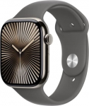 Apple Watch Series 10 GPS + Cellular 46 mm Natural Titanium Case with Stone Grey Sport Band - S/M