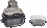 Ninja CRISPi 4-in-1 Portable Glass Air Fryer "Stone" grey/transparent, 1,700 watts, 2 baskets 1.4 and 3.8 liters