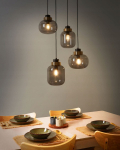 Beliani Lampa wisząca Beliani Lampa wisząca ZAYANDE Szkło Jasnoszary