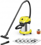 Karcher Vacuum Cleaner KARCHER Wet and dry vacuum cleaner WD 3 S V-17/4/20 + 4 FB 1000 Watts Suction power 230W Capacity 17 l Noise 74 dB Yellow Weight 4.8 kg 1.628-152.0
