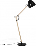 Beliani Lampa podłogowa Beliani Lampa podłogowa regulowana drewniana czarna HETTON