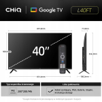 Chiq L40FT TV 40'', FHD, smart, Google TV, dbx-tv, Dolby Audio, Frameless