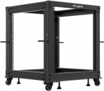 Lanberg Open rack 19 inches 12U 600x600-1100 adjustable black