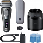 Braun Series 9 Pro+ Wet & Dry 6-in-1 SmartCare centrs & PowerCase futralis tumsi peleka - Skuveklis 9675CC (8700216555012)