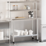 Vidaxl Kuchenny st&oacute;ł roboczy z p&oacute;łką, 110x55x150 cm, stal nierdzewna