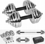 Rebel Active Hantle żeliwne chromowane regulowane w walizce z gryfem, zestaw 30kg REBEL ACTIVE