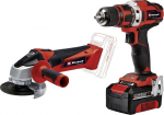 Einhell Zestaw narzędzi Einhell Einhell Tool set TE-TK 18/2 Li Kit (red/black, Cordless drill driver and Cordless angle grinder, Li-Ion battery 4.0Ah)