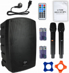 V-Tone BQ12 GO MP3 - active 8" battery-powered speaker with wireless microphone and remote control, black