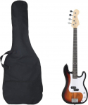 Vidaxl Gitara basowa dla początkujących, z torbą brązowo-biała 4/4 46''