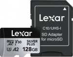 Lexar Memory card microSD 128GB C10 A2 U3 V30 205/150MB/s Silver Plus