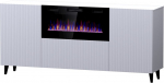 Cama Meble PAFOS chest of drawers with electric fireplace 180x42x82 cm white matt