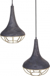 Beliani Lampa wisząca Beliani Lampa wisząca 2-punktowa drewno mango czarna z mosiężnym BAGMATI
