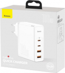 Baseus Travel Charger GaN2 Pro Quick wall charger C+C+U+U, PD 3.0, QC 4.0+, 100W EU White (CCGAN2P-L02)