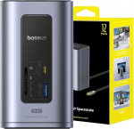 Baseus Air Spacemate 12w1 USB-C | 2xHDMI 4K@60Hz | 2xUSB-C 10Gb/s | 2xUSB-A 5Gb/s | 2xUSB-A (480Mb/s) |RJ45 | SD/microSD | 3.0 USB-C (PD) - szara
