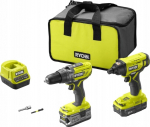 Ryobi Zestaw narzędzi Ryobi Tool set Ryobi ONE+ R18PDID2-252S 1x2.0Ah, 1x5.0Ah