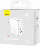 Baseus Travel Charger GaN5 Pro Quick wall charger C+U, PD3.0, QC4.0 +, AFC, 100W EU White (CCGP090202)