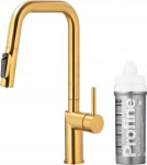 KFA Bateria kuchenna KFA DUERO PURE STYLE PULL-OUT BATERIA KUCHENNA Z FUNKCJĄ FILTRACJI WODY I WYCIĄGANĄ WYLEWKĄ + ZESTAW FILTRUJĄCY PROFINE SILVER S, BRUSHED GOLD