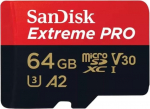 Sandisk m&auml;lukaart microSDXC 64GB Extreme Pro + adapter