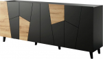 Cama Meble ETNA chest of drawers 200x42x82 black matt + oak craft