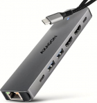 Axagon HMC-7HX2 USB hub 7in1 5Gbps 2xHDMI GLAN USB-C