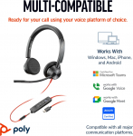 Poly HP Poly Blackwire 3325 Stereo Microsoft Teamsi sertifitseeritud USB-C peakomplekt +3,5 mm pistik + USB-C / A adapter