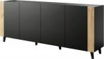Cama Meble FARO chest of drawers 200x42x82 matte black + oak craft