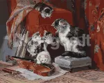 V&auml;rvimine numbrite j&auml;rgi: "V&auml;ikesed muusikud" &mdash; Henriette Ronner-Knip, 40 x 50 cm, karbis