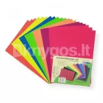 V&auml;rviline kartong A4, 20 lehte, 225 g/m&sup2;, PenWord Fluo MIX