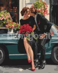 Numbrite j&auml;rgi v&auml;rvitav maal &mdash; romantiline paar auto juures, 40&times;50 cm, komplekt karbis