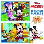 2 x 16-osaline puidust pusle Mickey & Minnie, 3&ndash;4‑aastastele