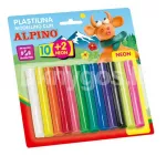 ALPINO plastiliin, 12 v&auml;rvi (10 + 2 neoonv&auml;rvi)