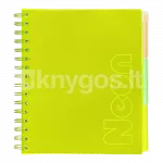 NEON B5 spiraalvihik, plastikust kaaned, 120 lehte, ruuduline, kollane