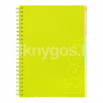 NEON A4 spiraalk&ouml;ites vihik, plastikust kaantega, 120 lk., ruuduline, kollane