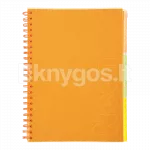 Spiraaliga vihik NEON A4, plastikkaanega, 120 lehte, ruuduline, oranž