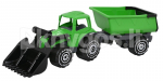 PLASTO Eeslaaduriga traktor koos treileriga, roheline, 56 cm