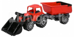 PLASTO Eeslaaduriga traktor koos treileriga, punane, 56 cm
