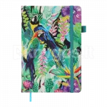 EXOTIC A5 m&auml;rkmik, 96 lk, ruuduline, kummipaelaga &mdash; papagoid