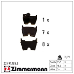 Piduriklotsi komplekt,ketaspidur ZIMMERMANN 22491.165.2