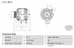 Generaator BOSCH 0 986 044 701
