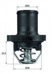 Termostaat,Jahutusvedelik MAHLE TI 47 89